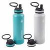 DESCRIPTION: (1) SET OF (2) THERMOS BRAND/MODEL: THERMOFLASK INFORMATION: STAINLESS BLUE AND WHITE RETAIL$: $27.00 SIZE: 40 OZ QTY: 1