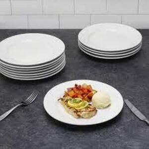 DESCRIPTION: (1) SET OF (12) DINNER PLATE SET BRAND/MODEL: TOWLE HOSPITALITY INFORMATION: WHITE RETAIL$: $75.28 EA QTY: 1