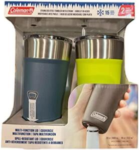 DESCRIPTION: (1) SET OF (2) TUMBLER SET BRAND/MODEL: COLEMAN INFORMATION: STAINLESS RETAIL$: $20.00 EA SIZE: 20 OZ QTY: 1