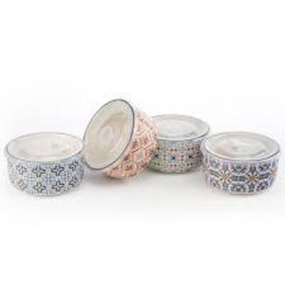 DESCRIPTION: (1) 4 PIECE ASSORTED BOWL SET WITH LIDS BRAND/MODEL: SIGNATURE RETAIL$: $70.00 EA QTY: 1