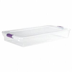 DESCRIPTION: (1) STORAGE TOTE BRAND/MODEL: DURABILT #49H269 INFORMATION: CLEAR RETAIL$: $37.44 EA SIZE: 6X40X20 QTY: 1