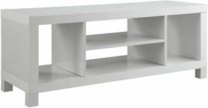 DESCRIPTION: (1) HOLLOW CORE TV STAND BRAND/MODEL: MAINSTAYS INFORMATION: WHITE RETAIL$: $65.00 EA SIZE: 19X47X15 QTY: 1