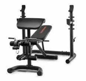 DESCRIPTION: (1) OLYMPIC WORKOUT BENCH WITH SQUAT RACK BRAND/MODEL: WEIDER #XRS 20 RETAIL$: $344.00 QTY: 1