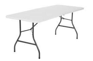 DESCRIPTION: (1) FOLDING TABLE BRAND/MODEL: COSTCO INFORMATION: BLACK OR WHITE MUST INSPECT RETAIL$: $55.00 SIZE: 6' QTY: 1