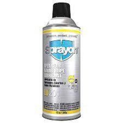 DESCRIPTION: (6) OPEN GEAR AND WIRE ROPE LUBRICANT BRAND/MODEL: SPRAYON LU 201 RETAIL$: $9.26 EA SIZE: 12 OZ QTY: 6