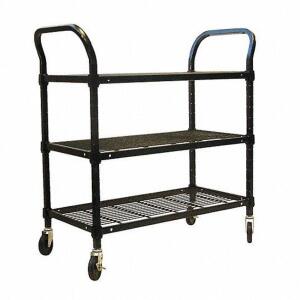 (1) HEAVY DUTY UTILITY CART WITH FLUSH WIRE SHELVES