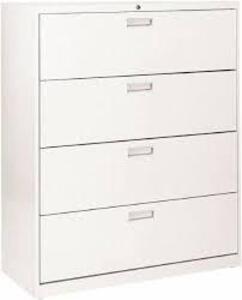 DESCRIPTION: (1) STEEL LATERAL FILE CABINET WITH LOCK BRAND/MODEL: SANDUSKY ATLANTIC #5477307 INFORMATION: WHITE RETAIL$: 1074.24 SIZE: 53X19 QTY: 1