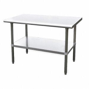 DESCRIPTION: (1) FIXED HEIGHT WORK TABLE BRAND/MODEL: GRAINGER #4UEJ8 INFORMATION: STAINLESS RETAIL$: 837.39 SIZE: 30X34X72 QTY: 1