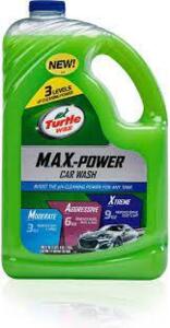 DESCRIPTION: (2) MAX POWER CAR WASH LIQUID BRAND/MODEL: TURTLE WAX RETAIL$: $7.98 EA SIZE: 1 GALLON QTY: 2