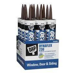 (4) 12 PACKS DYNAFLEX 230 10.1 OZ. BROWN PREMIUM EXTERIOR/INTERIOR WINDOW, DOOR AND TRIM SEALANT