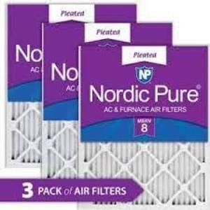 NORDIC 25 X 25 X 1 ALLERGEN PLEATED MERV 12 - FPR 9 AIR FILTERS (3-PACK)