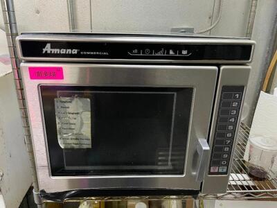 DESCRIPTION: AMANA 1700 WATT COMMERCIAL MICROWAVE BRAND / MODEL: RC17S LOCATION: KITCHEN QTY: 1