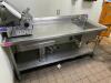 DESCRIPTION: 76" X 30" HEAVY DUTY STAINLESS TABLE W/ RIGHT HAND SINK. ADDITIONAL INFORMATION W/ 6" BACK SPLASH SIZE 76" X 30" LOCATION: KITCHEN QTY: 1 - 2
