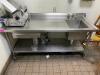 DESCRIPTION: 76" X 30" HEAVY DUTY STAINLESS TABLE W/ RIGHT HAND SINK. ADDITIONAL INFORMATION W/ 6" BACK SPLASH SIZE 76" X 30" LOCATION: KITCHEN QTY: 1 - 3
