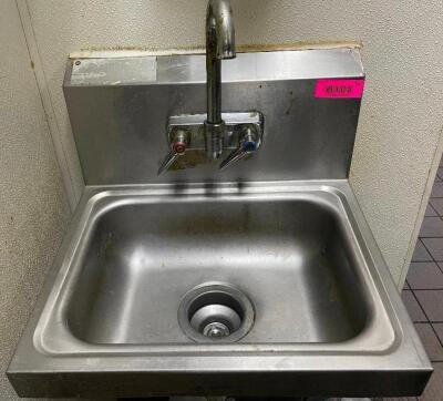 DESCRIPTION: WALL MOUNTED STAINLESS HAND SINK SIZE 15" X 15" LOCATION: KITCHEN QTY: 1