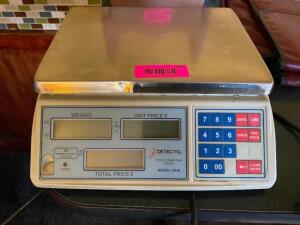 DESCRIPTION: DETECTO DS30 DIGITAL PORTION SCALE BRAND / MODEL: DETECTO DS30 ADDITIONAL INFORMATION W/ POWER CORD. LOCATION: SEATING QTY: 1