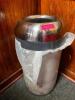 DESCRIPTION: (5) CYLINDER TRASH CANS W/ STAINLESS LIDS. LOCATION: SEATING THIS LOT IS: SOLD BY THE PIECE QTY: 5 - 2