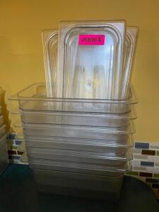 DESCRIPTION: (6) 1/3 SIZE PLASTIC INSERTS W/ LIDS ADDITIONAL INFORMATION 6" DEEP LOCATION: SEATING THIS LOT IS: SOLD BY THE PIECE QTY: 6