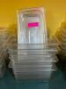 DESCRIPTION: (6) 1/3 SIZE PLASTIC INSERTS W/ LIDS BRAND / MODEL: 6" DEEP ADDITIONAL INFORMATION HAS BROKEN OFF CORNER EDGES LOCATION: SEATING THIS LOT