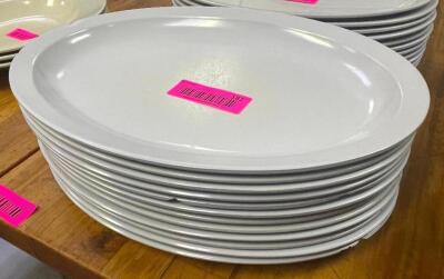 DESCRIPTION: (12) 13" PLASTIC PLATTERS LOCATION: KITCHEN THIS LOT IS: SOLD BY THE PIECE QTY: 12