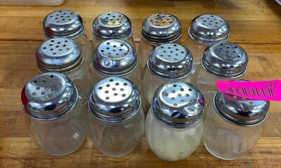 DESCRIPTION: (12) GLASS CHEESE SHAKERS LOCATION: KITCHEN THIS LOT IS: SOLD BY THE PIECE QTY: 12