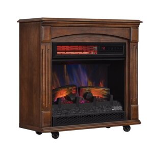 DESCRIPTION: (1) ROLLING MANTEL WITH 3D INFRARED QUARTZ ELECTRIC FIREPLACE BRAND/MODEL: CHIMNEY FREE #18IRM9984-C325W RETAIL$: $80.00 EA SIZE: 25.00 X