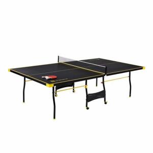 DESCRIPTION: (1) TABLE TENNIS BRAND/MODEL: MD SPORTS/TT412Y21015 INFORMATION: BLACK & YELLOW/FOLD UP DESIGN RETAIL$: 159.00 SIZE: 108" X 60"W X 30"H Q