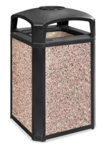 DESCRIPTION: (1) LANDMARK TRASH CAN BRAND/MODEL: RUBBERMAID/H-1210BLK INFORMATION: MISSING PANELS, SEE FOR INSPECTION/ASH TRAY TOP/STONE RETAIL$: 985.