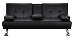 DESCRIPTION: (1) MODERN FUTON SOFA BED BRAND/MODEL: YAHEETECH/611172 INFORMATION: BLACK/FAUX LEATHER/SEE FOR INSPECTION RETAIL$: 388.47 SIZE: 66"L X 3