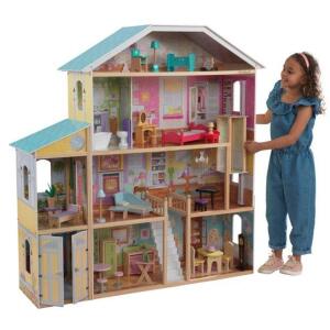 DESCRIPTION: (1) MAJESTIC MANSION WOODEN DOLLHOUSE BRAND/MODEL: KIDKRAFT INFORMATION: 34 ACCESSORIES/4-LEVELS/8-ROOMS RETAIL$: 219.00 SIZE: 52"L X 14"