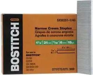 DESCRIPTION: (2) PACKS OF (3000) CROWN CONSTRUCTION STAPLE BRAND/MODEL: STANLEY BOSTITCH/SX50351-1/4G INFORMATION: 18 GAUGE/GALVANIZED FINISH RETAIL$: