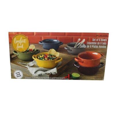 DESCRIPTION: (1) OVER & BACK BOWL SET BRAND/MODEL: COMFORT FOOD/1401088 INFORMATION: 6-PIECES/MULTI-COLOR RETAIL$: 32.99 QTY: 1