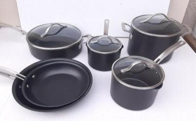 DESCRIPTION: (1) COOKWARE SET BRAND/MODEL: KIRKLAND SIGNATURE/1119345 INFORMATION: 12-PIECES/HARD ANODIZED RETAIL$: 99.99 QTY: 1