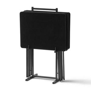 DESCRIPTION: (1) FOLDING TRAY TABLE SET BRAND/MODEL: MAINSTAYS/MS19-D1-1009-11 INFORMATION: BLACK/5-PIECES RETAIL$: 49.98 SIZE: 20"L X 15"W X 23.98"H