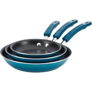 DESCRIPTION: (1) PACK OF (3) FRYING PANS BRAND/MODEL: RACHAEL RAY INFORMATION: 3-PIECES/MARINE BLUE/NON-STICK RETAIL$: 49.99 SIZE: 7.5"SKILLET, 9.25"S