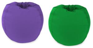 DESCRIPTION: (2) BEAN BAG CHAIR BRAND/MODEL: JORDAN MANUFACTURING/BBJPK1-GREEN,BBJPK1-LAVEND INFORMATION: PURPLE & GREEN/POLYESTER RETAIL$: 31.99 EACH