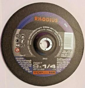 DESCRIPTION: (10) GRINDING WHEELS BRAND/MODEL: RHODIUS/RS67 INFORMATION: FOR USE ON: STEEL RETAIL$: 17.00 EACH SIZE: 9" X 1/4" QTY: 10