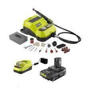 DESCRIPTION: (1) CORDLESS ROTARY TOOL BRAND/MODEL: RYOBI ONE INFORMATION: IMAGES ARE FOR ILLUSTRATION PURPOSES ONLY AND MAY NOT BE AN EXACT REPRESENTA