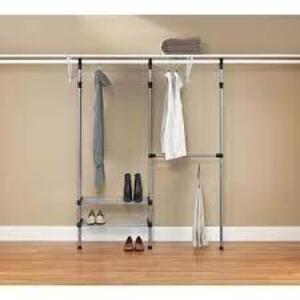 DESCRIPTION: (1) METAL CLOTHES RACK BRAND/MODEL: WHITMOR #6779-4322 INFORMATION: SILVER RETAIL$: $31.77 EA SIZE: 50X61 QTY: 1