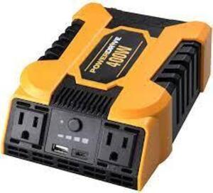 DESCRIPTION: (1) POWER INVERTER BRAND/MODEL: POWER DRIVE/PDI400 INFORMATION: YELLOW & BLACK/3-OUTLETS/400W RETAIL$: 42.61 SIZE: 11.8"H X 7.6"W X 2.3"D