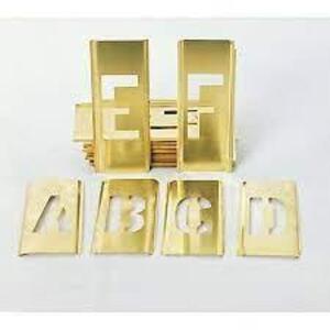 DESCRIPTION: (2) STENCIL MARKING SET BRAND/MODEL: STETON INTERLOCKING BRASS RETAIL$: 159 SIZE: 2 IN QTY: 2