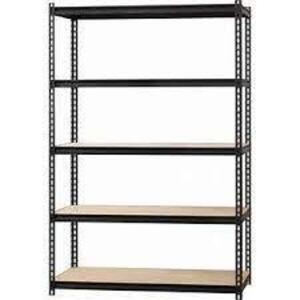 DESCRIPTION: (2) NARROW STEEL SHELVING BRAND/MODEL: LORELL/66964 INFORMATION: BLACK/5-SHELVES/LOAD CAPACITY: 1000LBS RETAIL$: 59.64 EACH SIZE: 60"H X