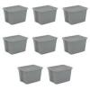 DESCRIPTION: (8) STORAGE TOTES BRAND/MODEL: STERILITE #2186 INFORMATION: WHITE RETAIL$: $50.00 EA SIZE: 18 GALLON QTY: 8