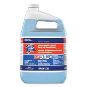 DESCRIPTION: (2) ALL PURPOSE SPRAY AND GLASS CLEANER BRAND/MODEL: SPIC AND SPAN #T9FB1872527 RETAIL$: $15.00 EA SIZE: 1 GALLON QTY: 2