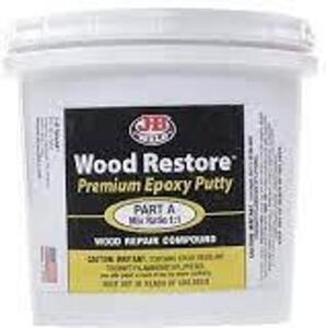 DESCRIPTION: (2) WOOD RESTORE REPAIR PUTTY BRAND/MODEL: JB WELD #4004 INFORMATION: BOTH ARE PART A NO B RETAIL$: $22.99 EA SIZE: 757 ML QTY: 2