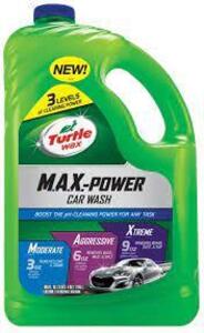 DESCRIPTION: (2) MAX POWER CAR WASH LIQUID BRAND/MODEL: TURTLE WAX RETAIL$: $7.98 EA SIZE: 1 GALLON QTY: 2