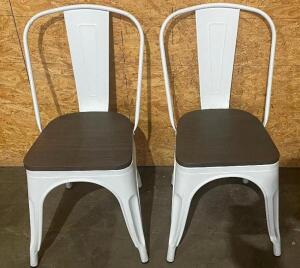 DESCRIPTION: (4) METAL STACKING CHAIRS W/ WOOD SEATS. LOCATION: 7 THIS LOT IS: SOLD BY THE PIECE QTY: 4