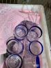 DESCRIPTION: (16) ROUND GLASSES W/ BLUE RIM LOCATION: 7 THIS LOT IS: SOLD BY THE PIECE QTY: 16 - 3