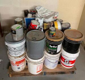 PALLET OF ASSORTED PAINT AND SUPPLIES