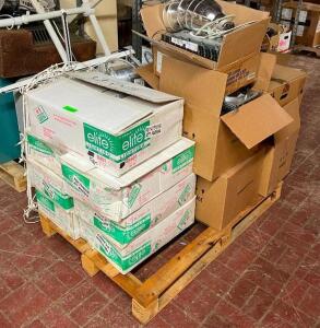 PALLET OF ASSORTED LIGHT BULBS AND FIXTURES AS SHOWN